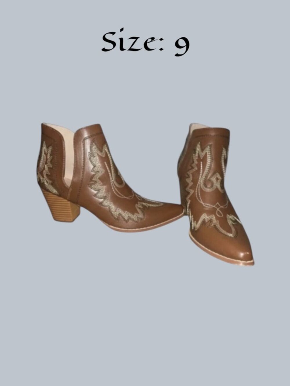 Carcuume Embroidered Western Ankle Cowgirl Boots - Size 9
